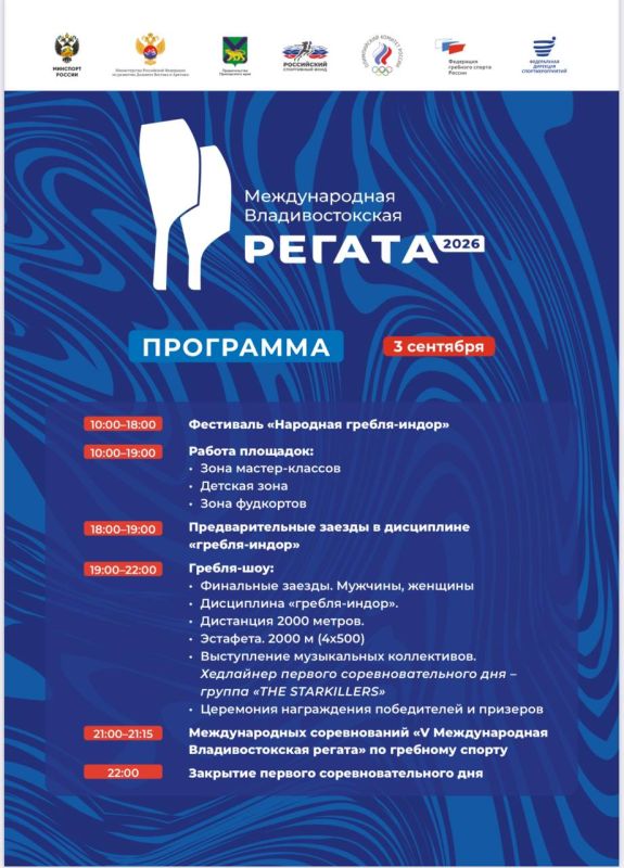 Расписание V юбилейной Международной Владивостокской регаты – 2026