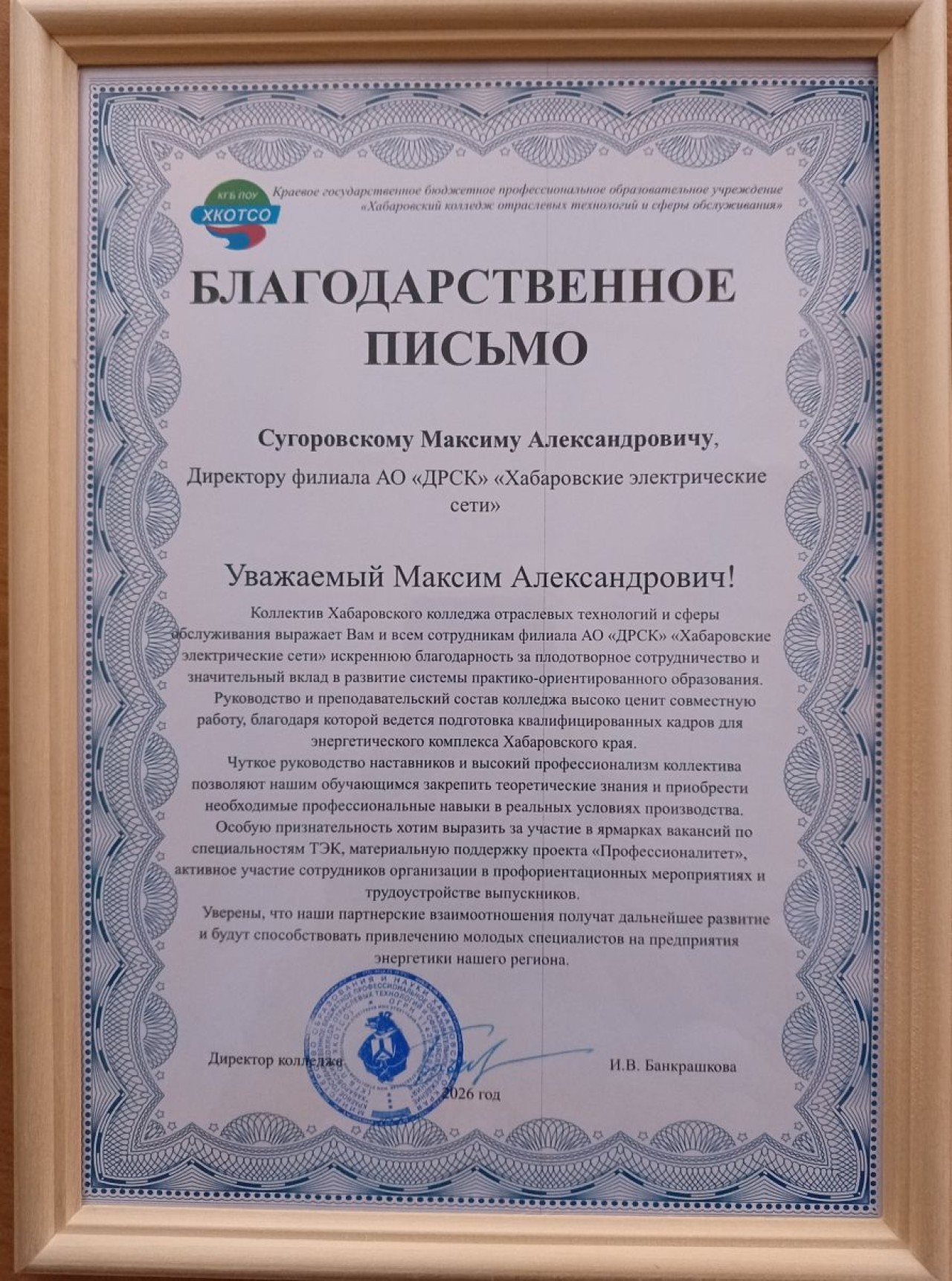 Хабаровские электрические сети наградили за вклад в подготовку будущих энергетиков — DEITA.ru