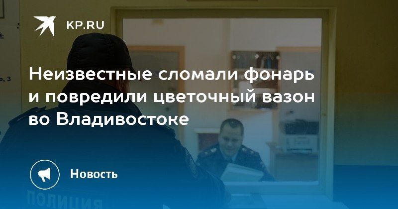 Вандализм во Владивостоке: сломали фонарь и повредили вазон — КП - Владивосток