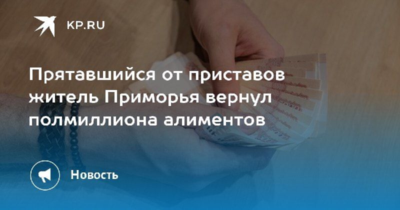 Житель Приморья выплатил полмиллиона алиментов