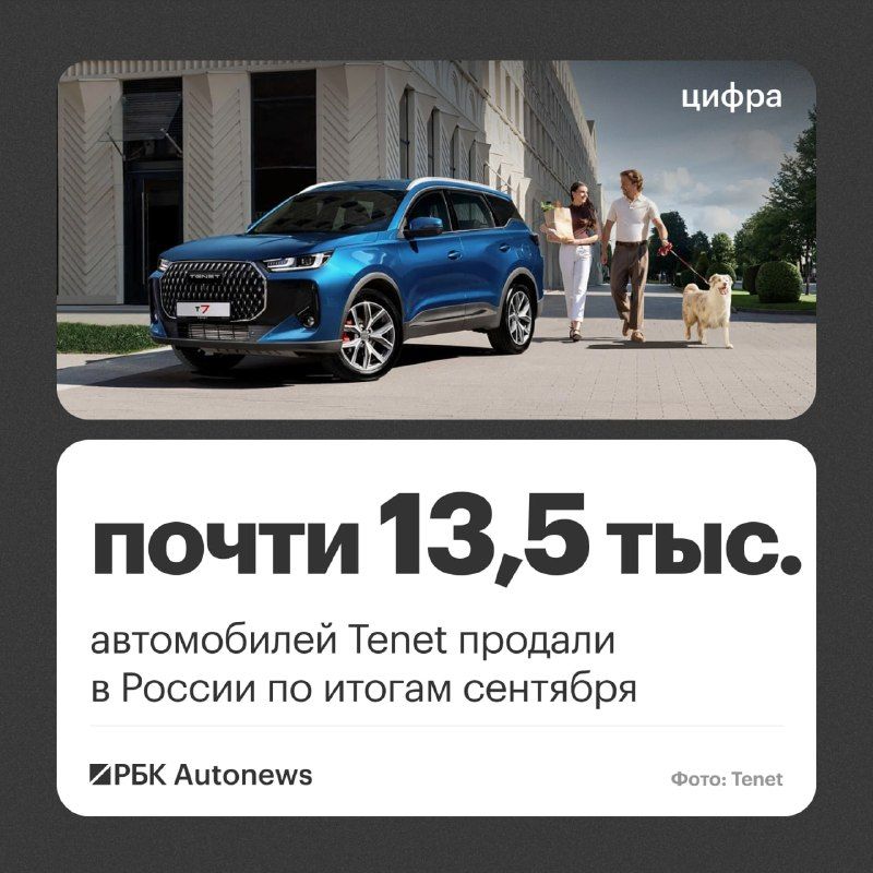 По итогам сентября в России продали 13 437 автомобилей марки Tenet, сообщили в пресс-службе компании.