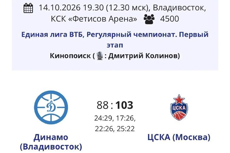 В первом домашнем матче регулярного первенства лиги ВТБ на паркере «Фетисов Арены» владивостокское «Динамо» — Вести Приморье