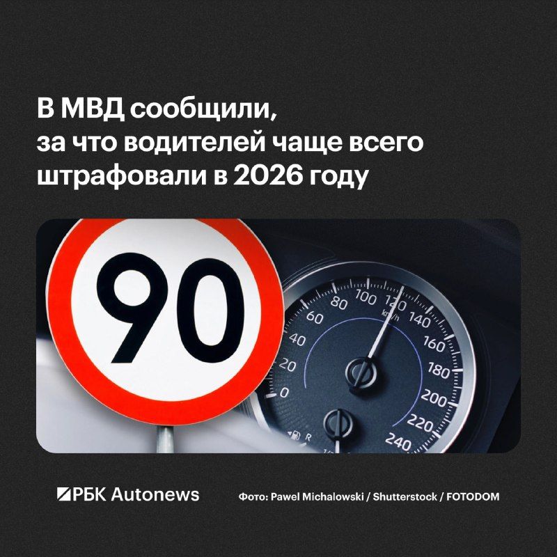 С начала 2026 года российских водителей чаще всего наказывали за превышение скорости.