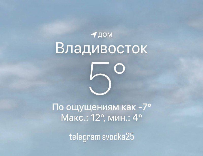 Во Владивостоке температура на улице сейчас ощущается как -7°С — лучше тепло одеваться — Svodka25 l Новости Приморья и Владивостока